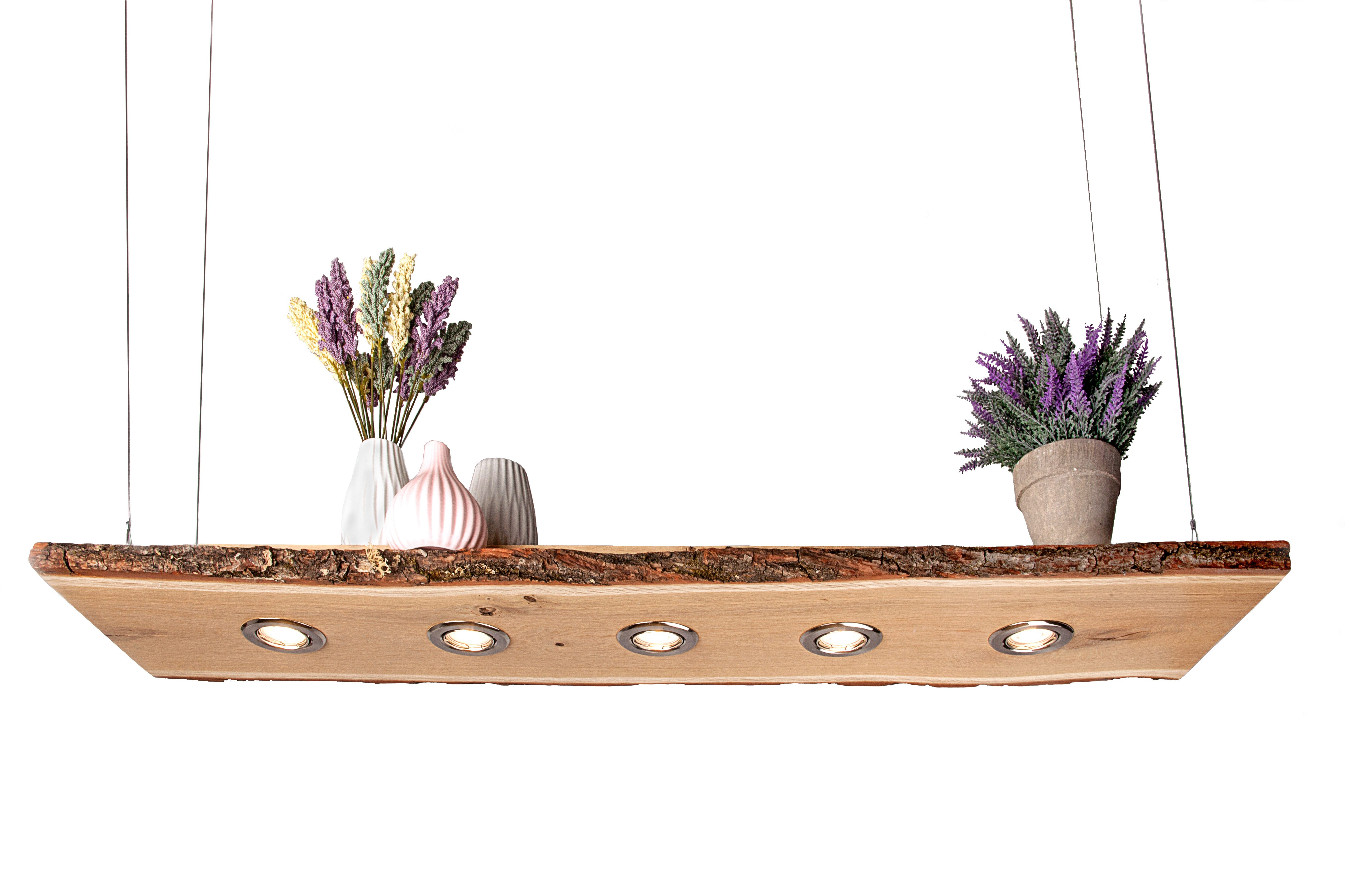 Blockholz-Schmiede Hängeleuchte Hängeleuchte Eiche mit Rinde 80cm - 120cm S günstig online kaufen