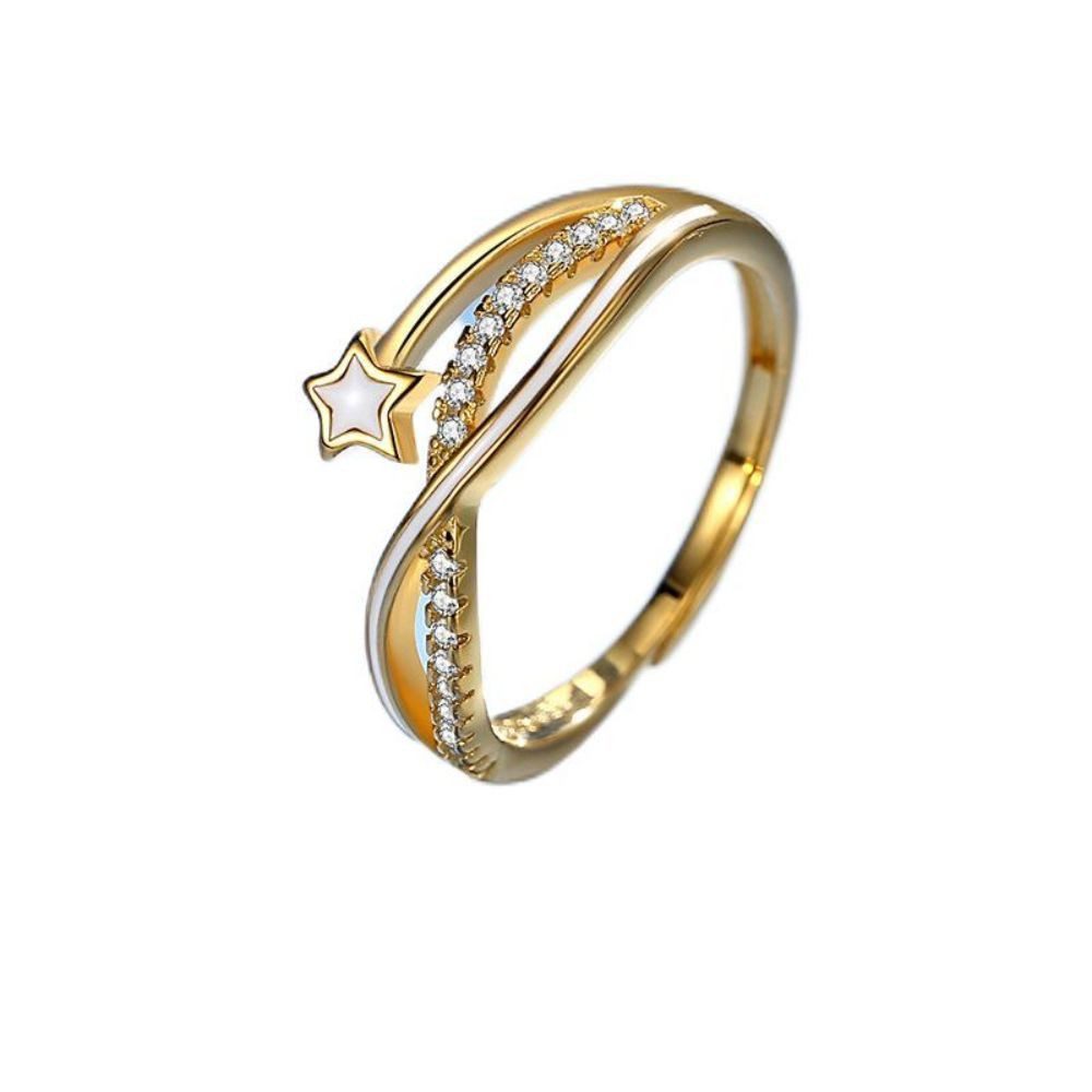Fivejoy Fingerring S925 Sterling Silber Double Layered Star Lineage Frauen Ring (1-tlg), Kann zu Ihrem Lieblingsoutfit getragen werden