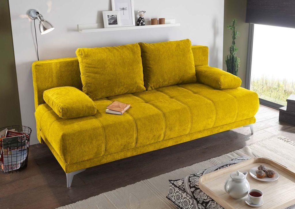 ED EXCITING DESIGN Schlafsofa, Jenny Schlafsofa 203x101 cm Sofa Couch  Schlafcouch Gelb (Senf)