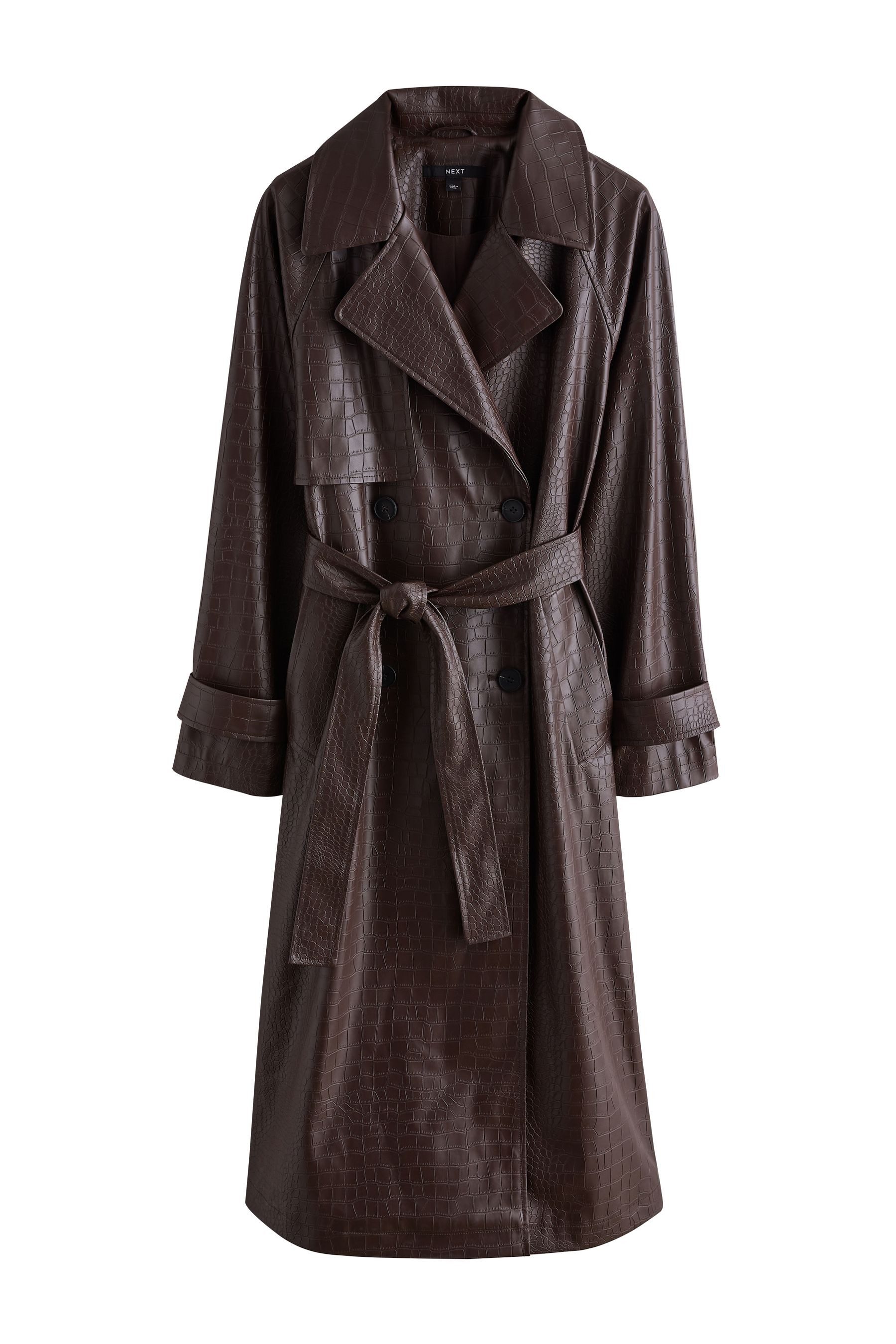 Next Lederjacke Trenchjacke mit Gürtel aus Kunstleder, Kroko-Optik (1-St)