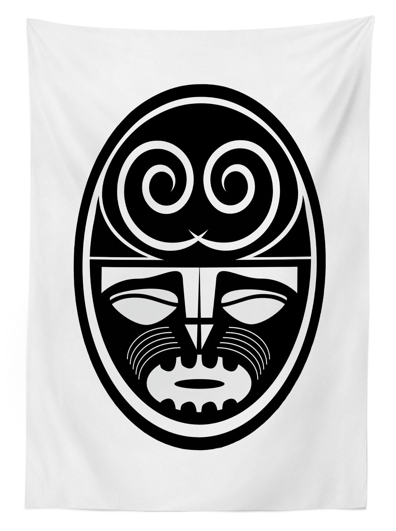 Abakuhaus Tischdecke Farbfest Waschbar Für Bereich Klare Farben, Ethnisch Schwarz Außen Maori-Masken-Entwurf geeignet den