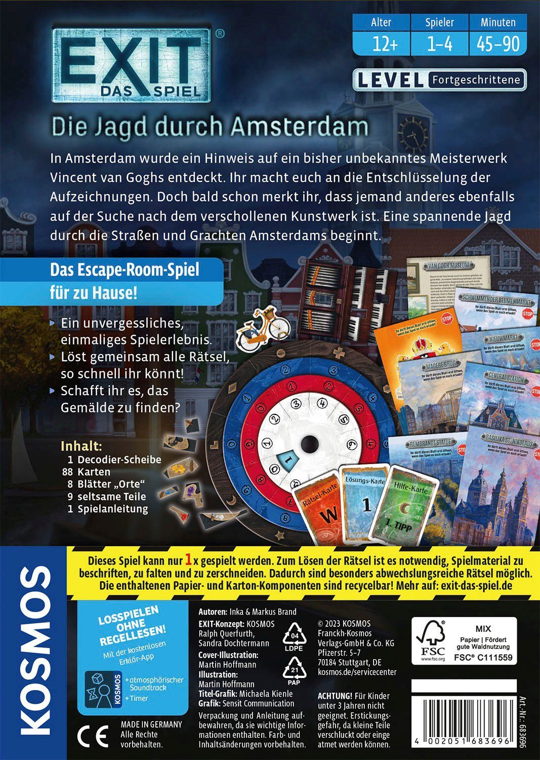 Spiel: Germany Jagd Spiel, - Made (F), durch EXIT® Amsterdam Kosmos Rätselspiel in Das Die