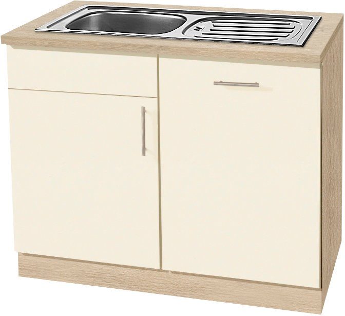 wiho Küchen Spülenschrank Kiel 110 cm breit, inkl. Tür/Griff/Sockel für Geschirrspüler