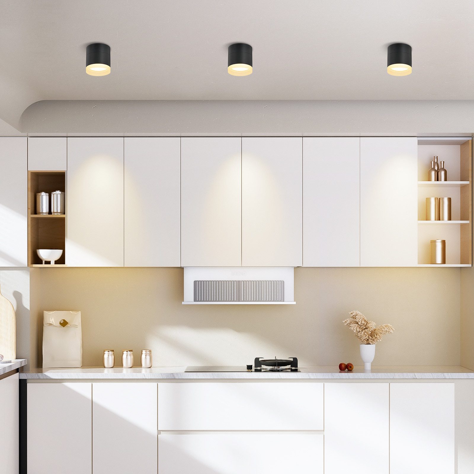 Faretto led da soffitto nero rotondo a plafone 5w bianco caldo_voghion.com