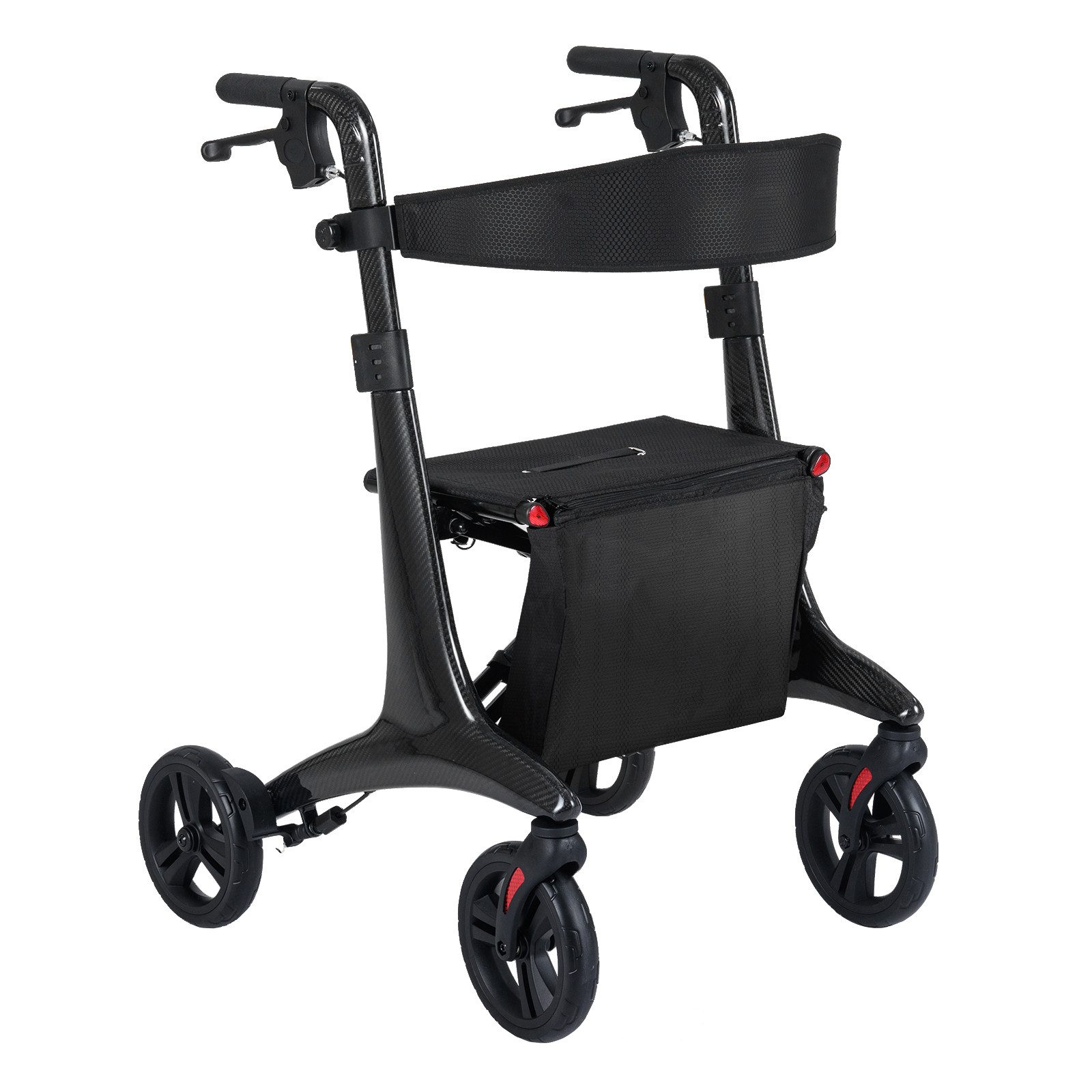 COSTWAY Rollator, Faltbar und leicht mit Sitz, Carbonfaser, bis 136 kg