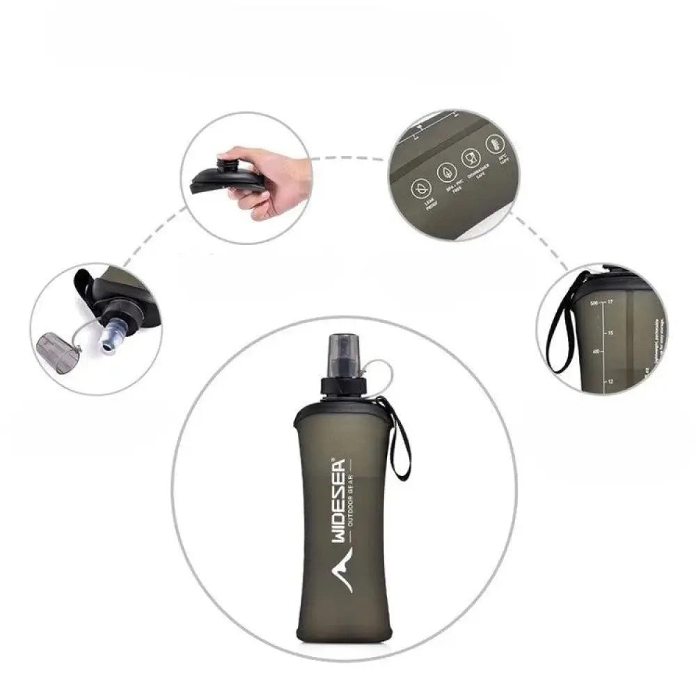 Sport-Knight® Trinkflasche Faltbare Trinkflasche 500 ml, BPA-frei – aus TPU für Wandern, Festival