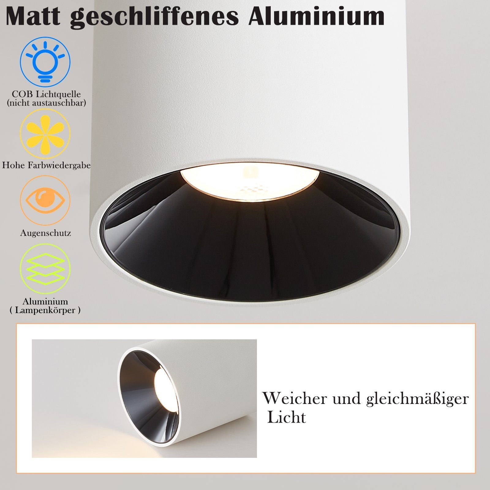 Nettlife LED Deckenstrahler Weiß Deckenleuchte Aufputz günstig online kaufen