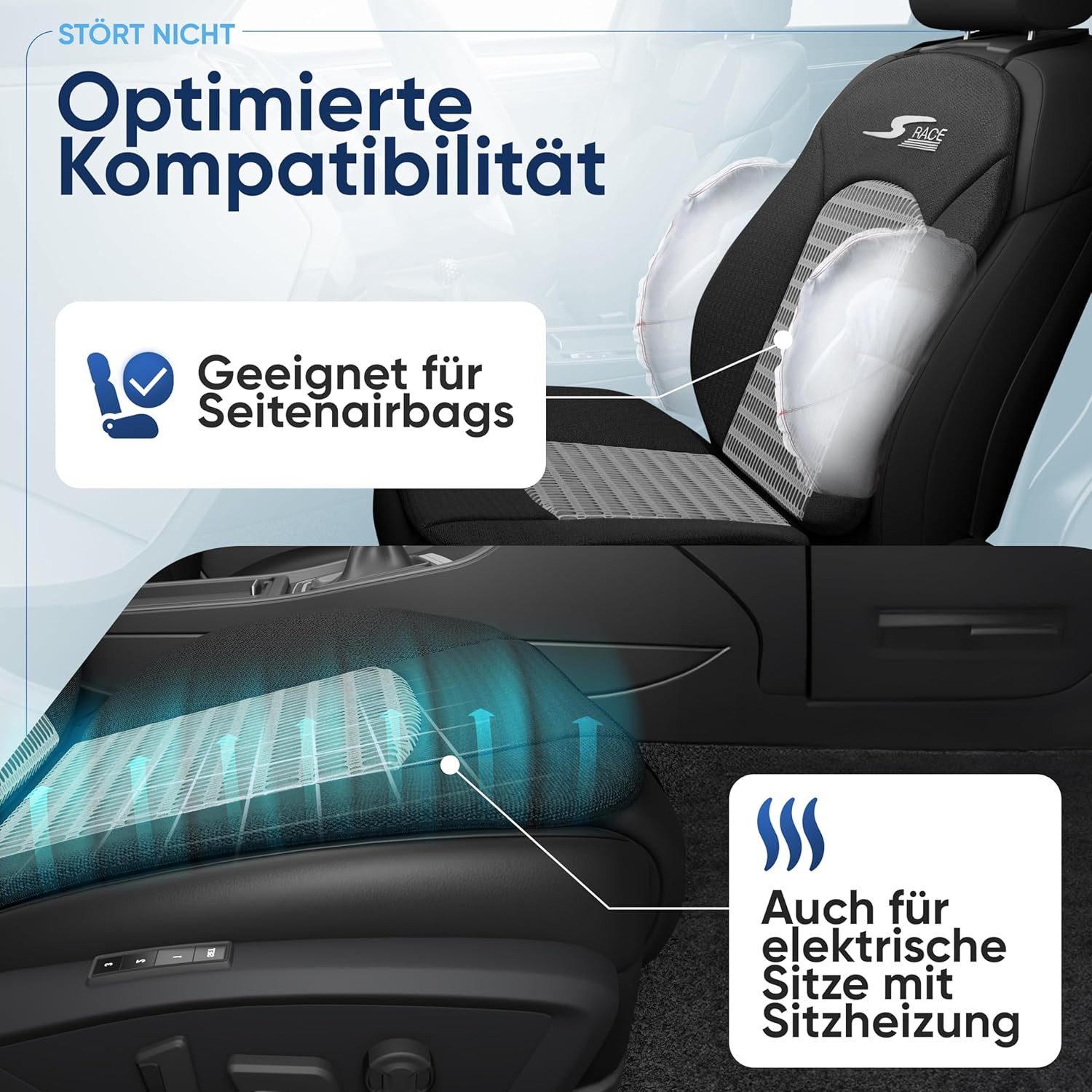 CarComfort Autositzauflage Sitzaufleger S-Race, 1 Stück, 1-tlg. – Bild 5 von 5
