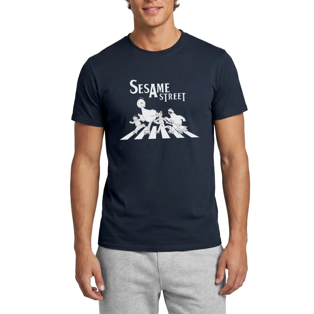 Spreadshirt T-Shirt Sesamstraße Zebrastreifen Klassiker Männer T-Shirt (1-tlg)