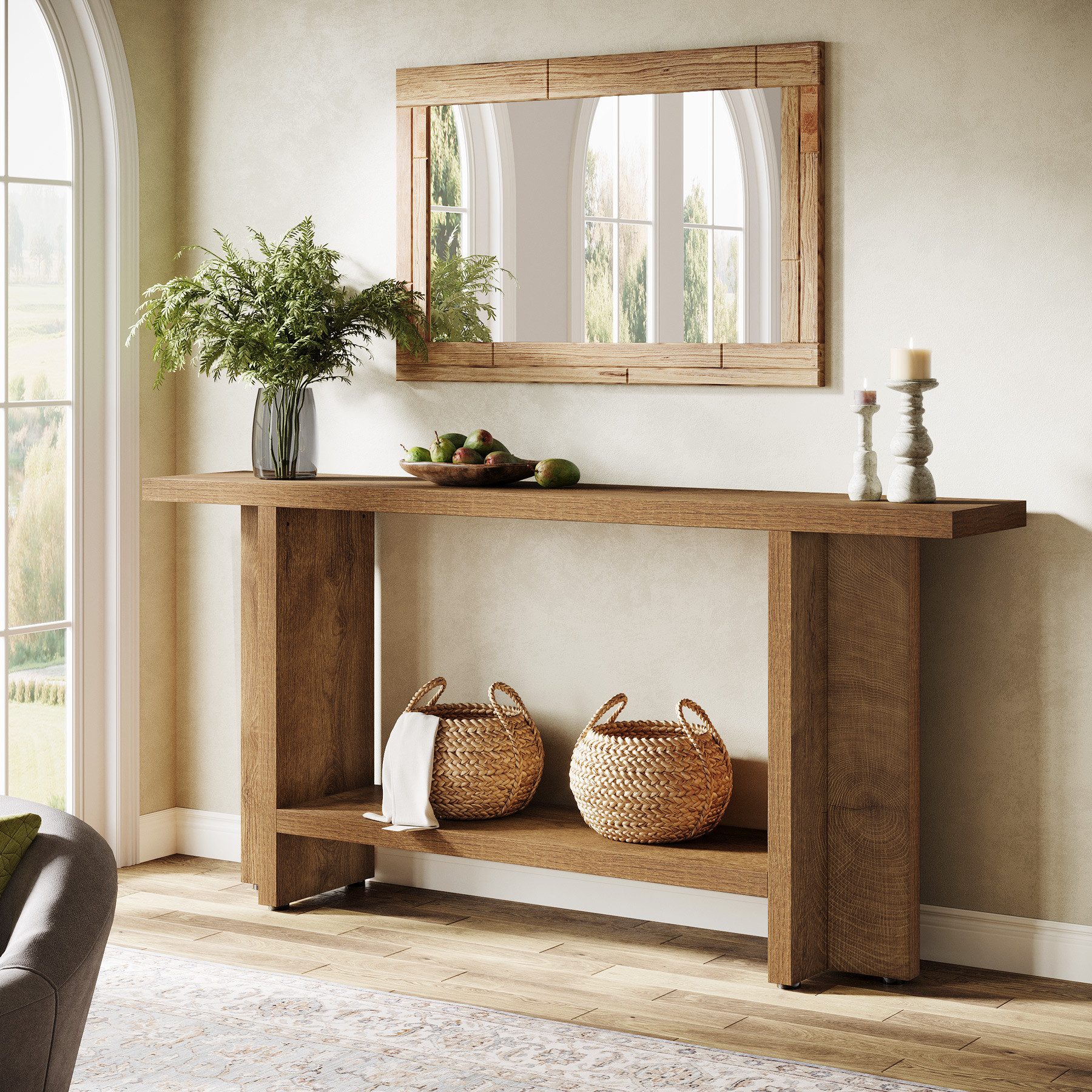 Tribesigns Konsolentisch 150 cm Schmal Konsolentisch mit Ablage, Flurtisch, Sofatisch