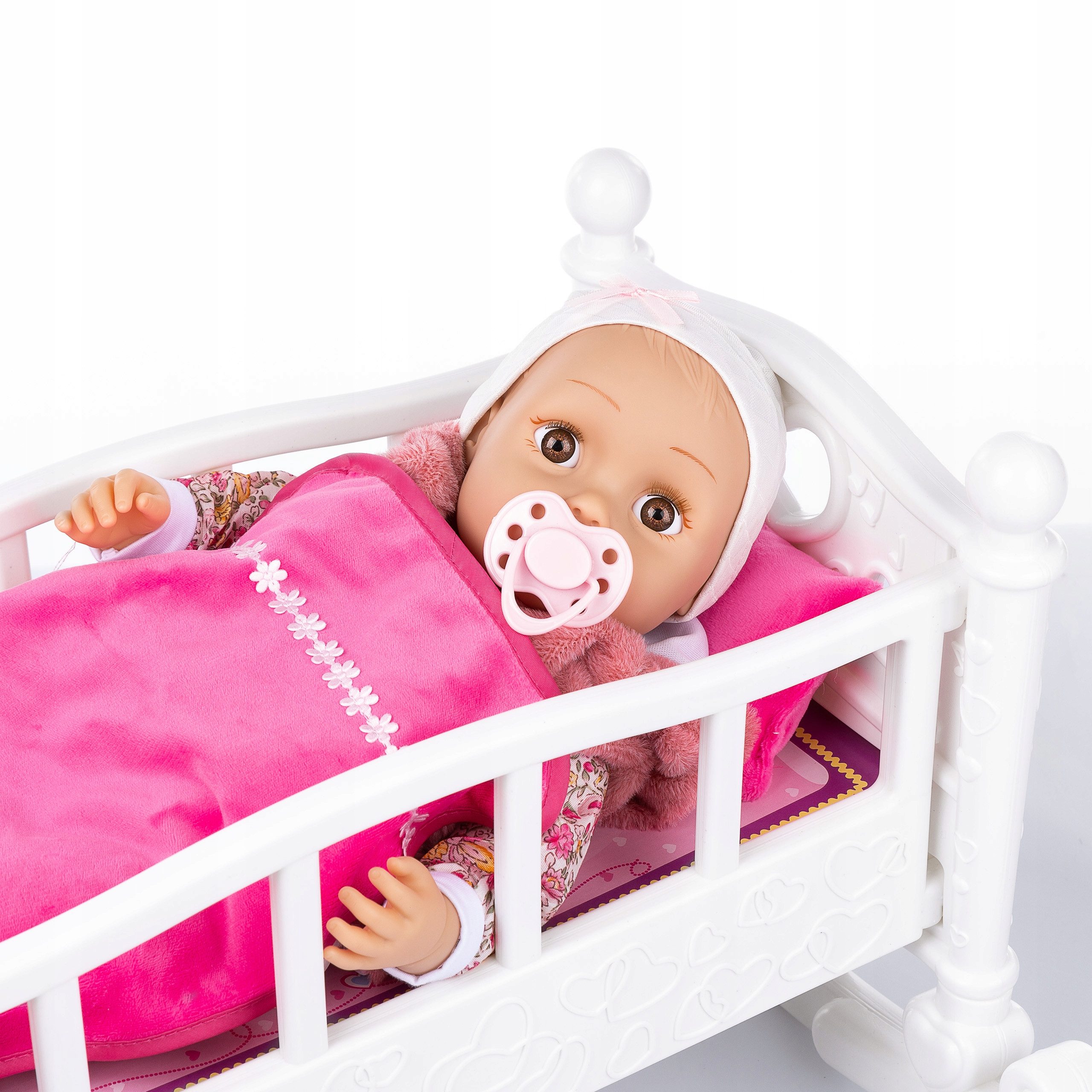 kinderplay Puppenwiege Puppenwiege mit Bettwäsche – 2in1 Schaukelbett – Rollenspielspaß (Set)