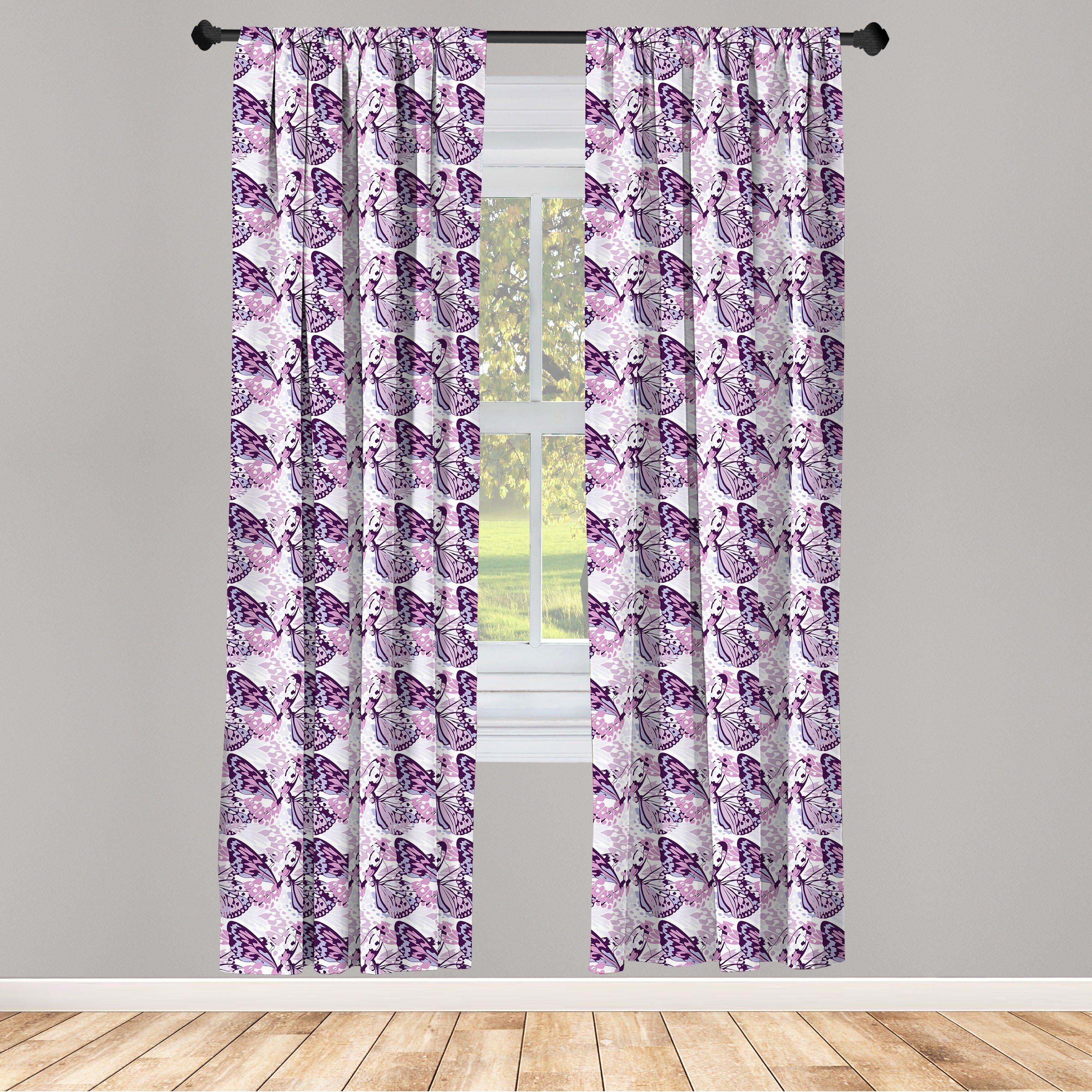 Gardine Vorhang für Wohnzimmer Schlafzimmer Dekor, Abakuhaus, Microfaser, Schmetterling Abstrakt Exotische Flügel