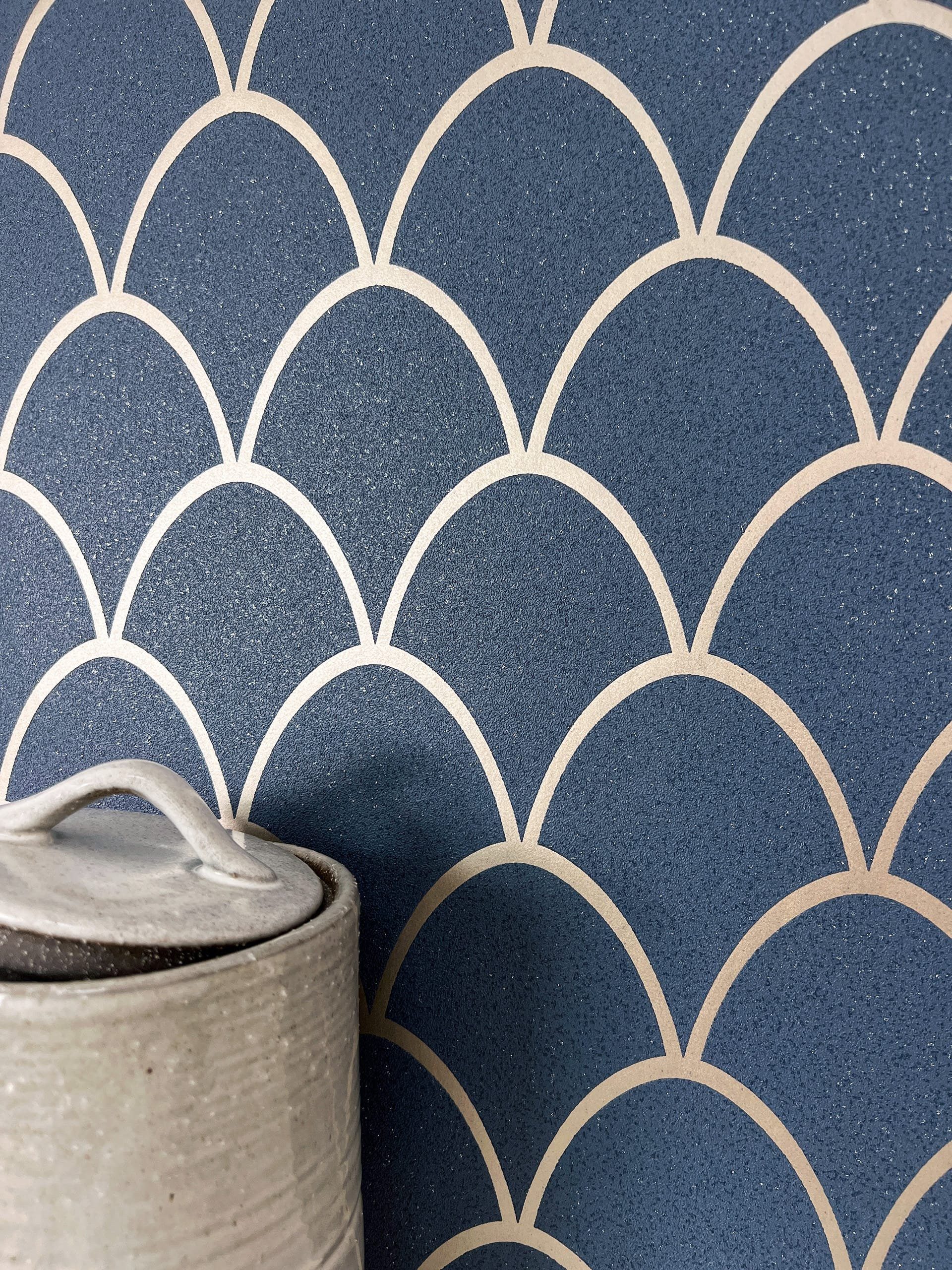 Newroom Vliestapete, Blau Tapete Modern Fischschuppen günstig online kaufen