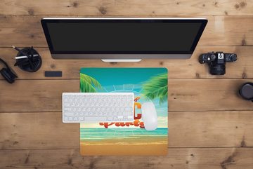 MuchoWow Gaming Mauspad Zitate - Sommerstrandparty - Strand - Flyer - Meer (1-St), Mousepad mit Rutschfester Unterseite, Gaming, 40x40 cm, XXL, Großes