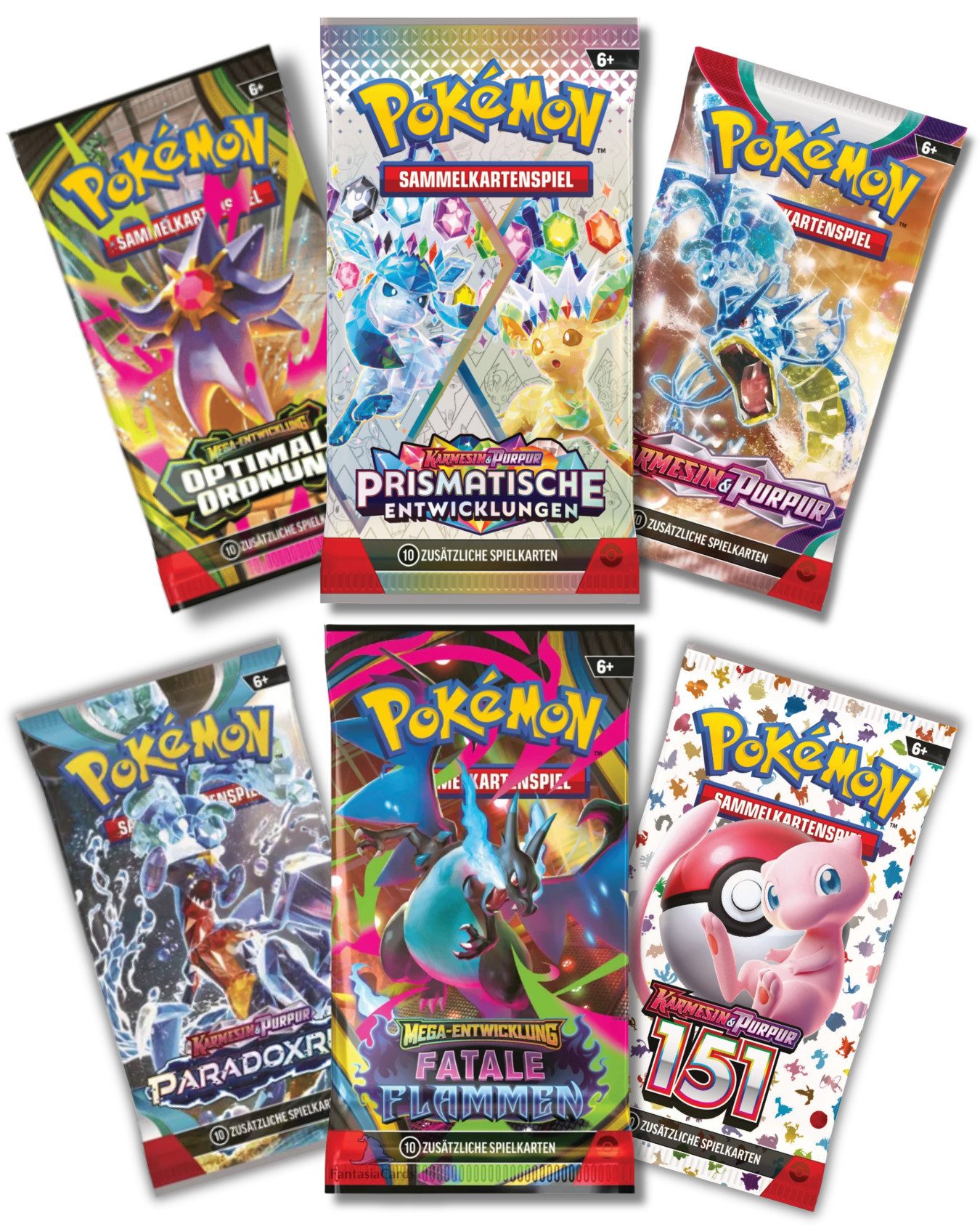 The Pokémon Company Sammelkarte Deutsche Pokemon Booster Auswahl 151 Fatale Flammen, Optimale Ornung, Prismatische Entwicklungen oder Karmesin & Purpur