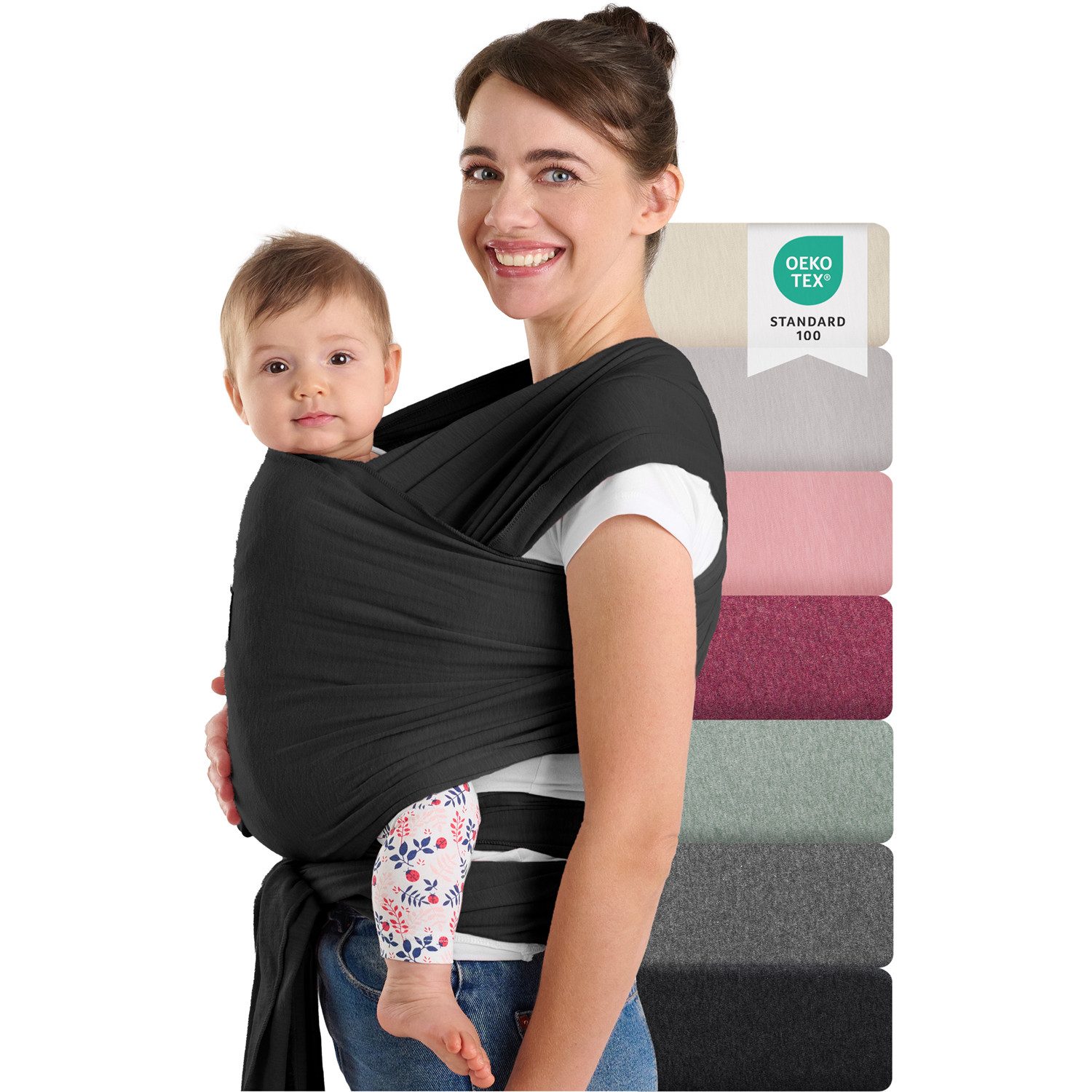 Laleni Tragetuch für Neugeborene bis 15kg - 100% weiche Baumwolle, Babytragetuch aus Baumwolle, OEKO-TEX Zertifiziert, ab Geburt geeignet