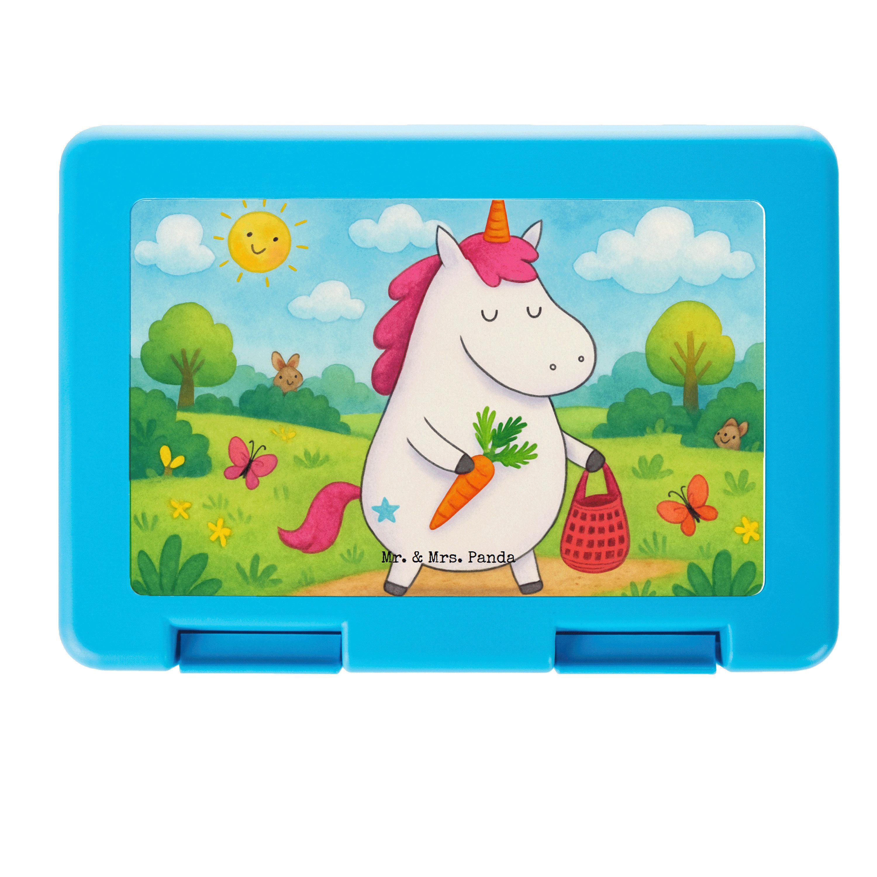 Mr. & Mrs. Panda Butterdose Einhorn Vegan Design, Frischhaltedose, Weiß, Bento Box, Gesund Leben, Premium Kunststoff, (Packung), Mahlzeitendose Vorratsbehälter Lunchbox