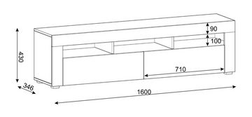 Domando Lowboard Lowboard Porlezza, Breite 160cm, stehend oder hängend, Rahmenoptik
