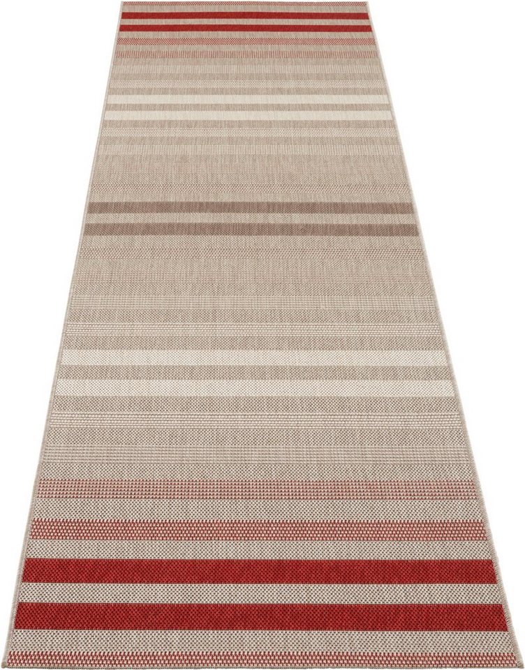 Läufer Paros, NORTHRUGS, rechteckig, Höhe: 8 mm, Streifen Design, Robust,  Pflegeleicht, Flachgewebe