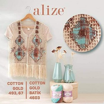 Alize 5 x ALIZE Cotton Gold 638 Häkelwolle, 330 m, Handstrickgarn,Premium Wolle, Amigurumi
