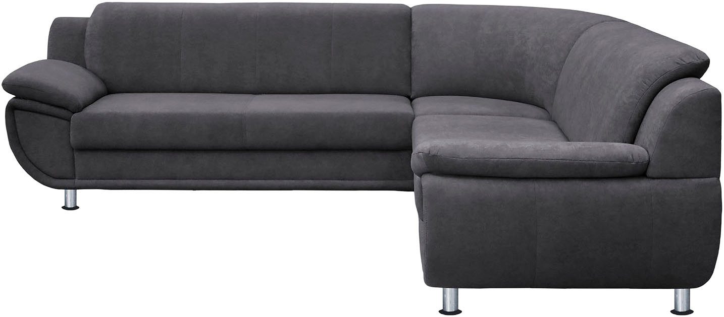 TRENDMANUFAKTUR Ecksofa Rondo wahlweise mit Schlaffunktion, bequeme Armlehnen, L-Form, wahlw.mit Federkern, Füße chromfarben, Unser Dauertiefpreis