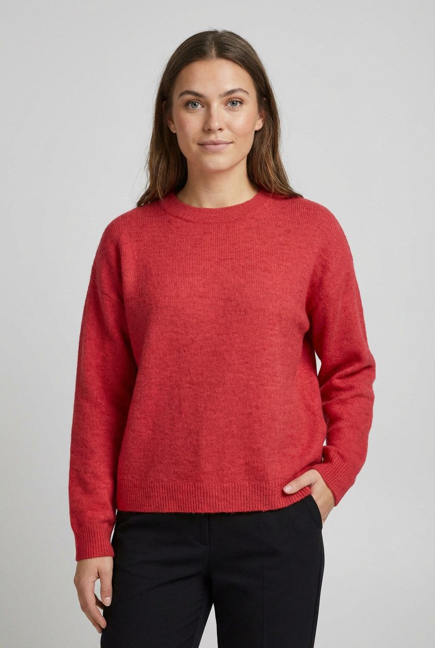 Vila Strickpullover VILIGA L/S O-NECK KNIT TOP - NOOS Materialmix, relaxed fit