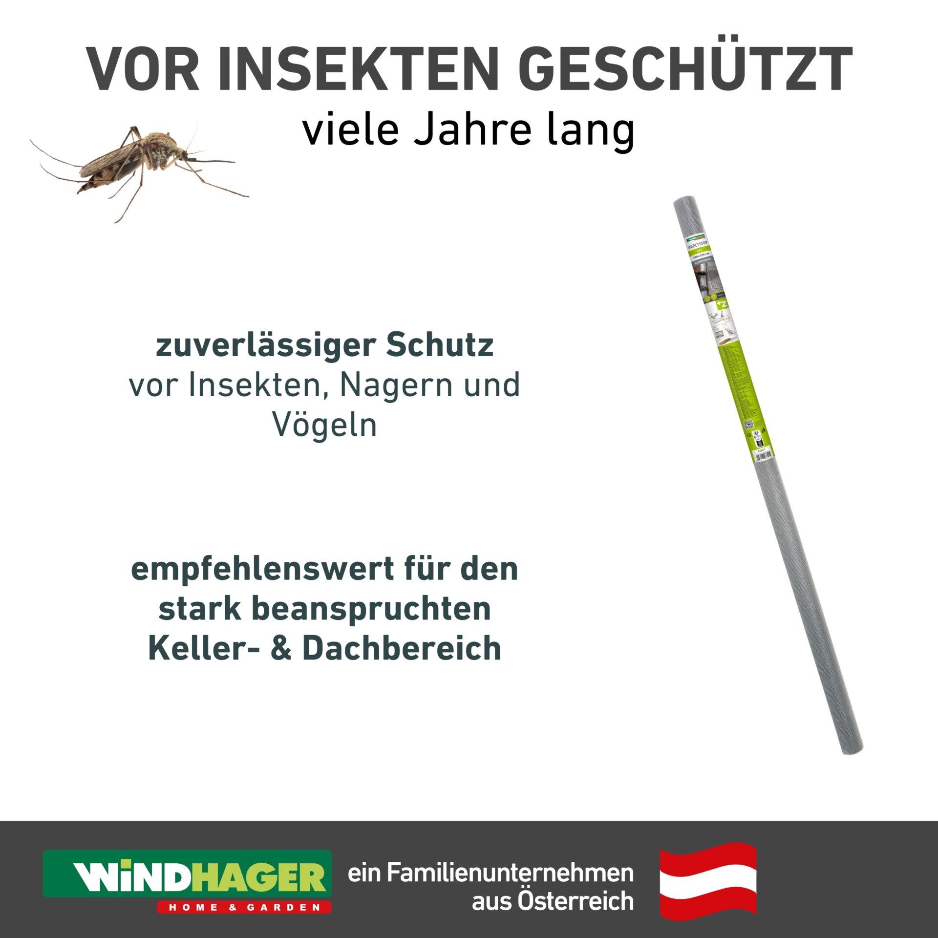 Windhager Moskitonetz aus Aluminium, geeignet für Fenster und Lichtschächte (1 St), Insektenschutzgitter erhältlich in unterschiedlichen Maßen