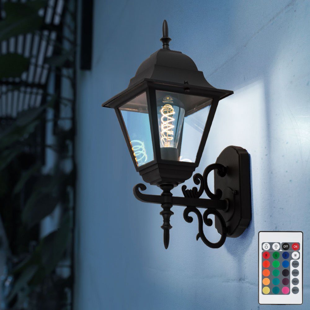 Warmweiß, etc-shop Lampe Leuchtmittel Laterne Farbwechsel, ALU Wand Garten inklusive, Außen-Wandleuchte, Fernbedienung Außen Fassaden