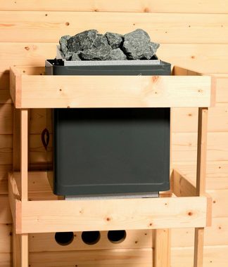 Karibu Sauna Clara, BxTxH: 151 x 196 x 198 cm, 68 mm, (Set) 9 KW-Ofen mit externer Steuerung