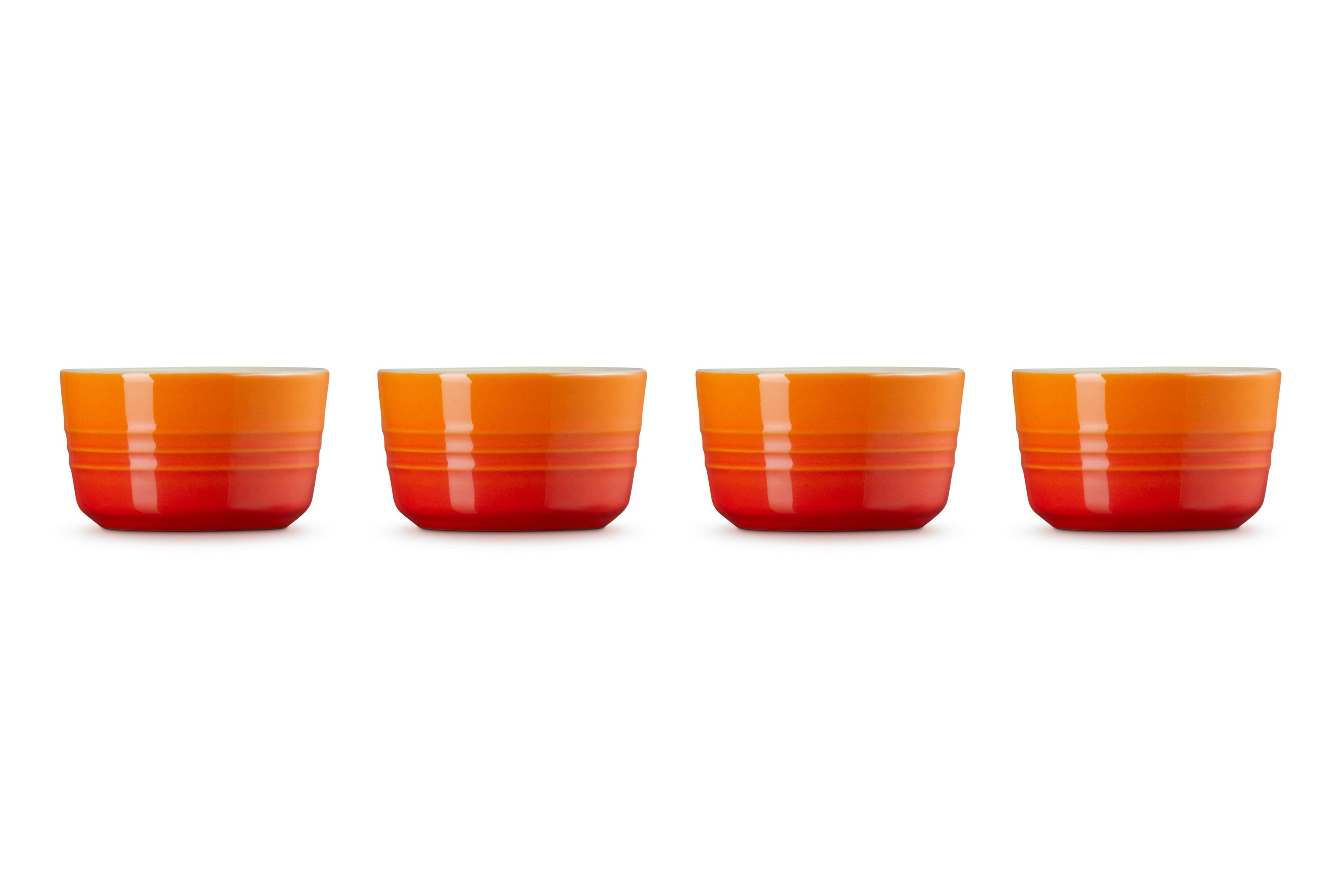 LE CREUSET Portionsförmchen 4-er Set Mini Förmchen, Steinzeug, Ofenrot, 79109100900000