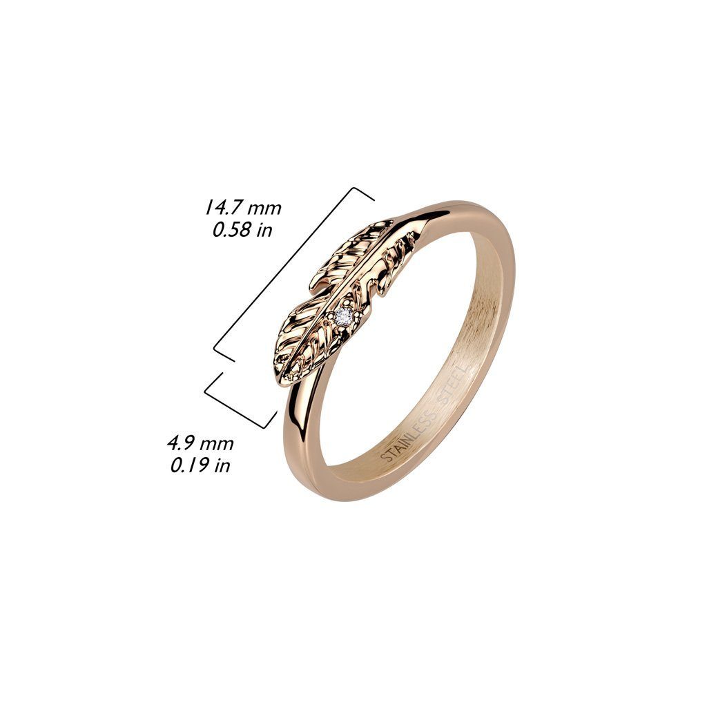 Roségold mit 1-tlg), (Ring, Damen aus Edelstahl BUNGSA Damen Blatt Kristall Ring Fingerring