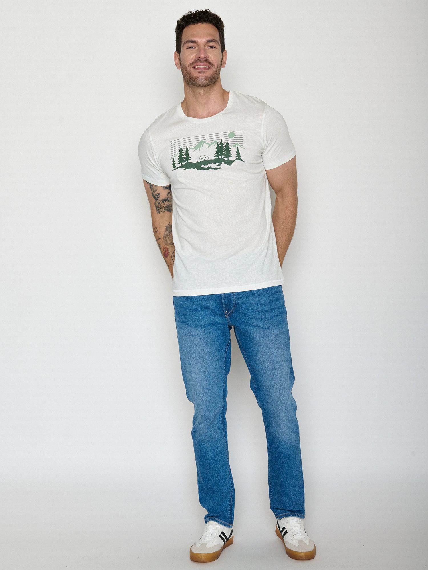 GreenBomb T-Shirt Spice Bike Mountain Pines Motiv Fahrrad (1-tlg., 1) Rundhalsausschnitt, Bio-Baumwolle, GOTS Zertifiziert
