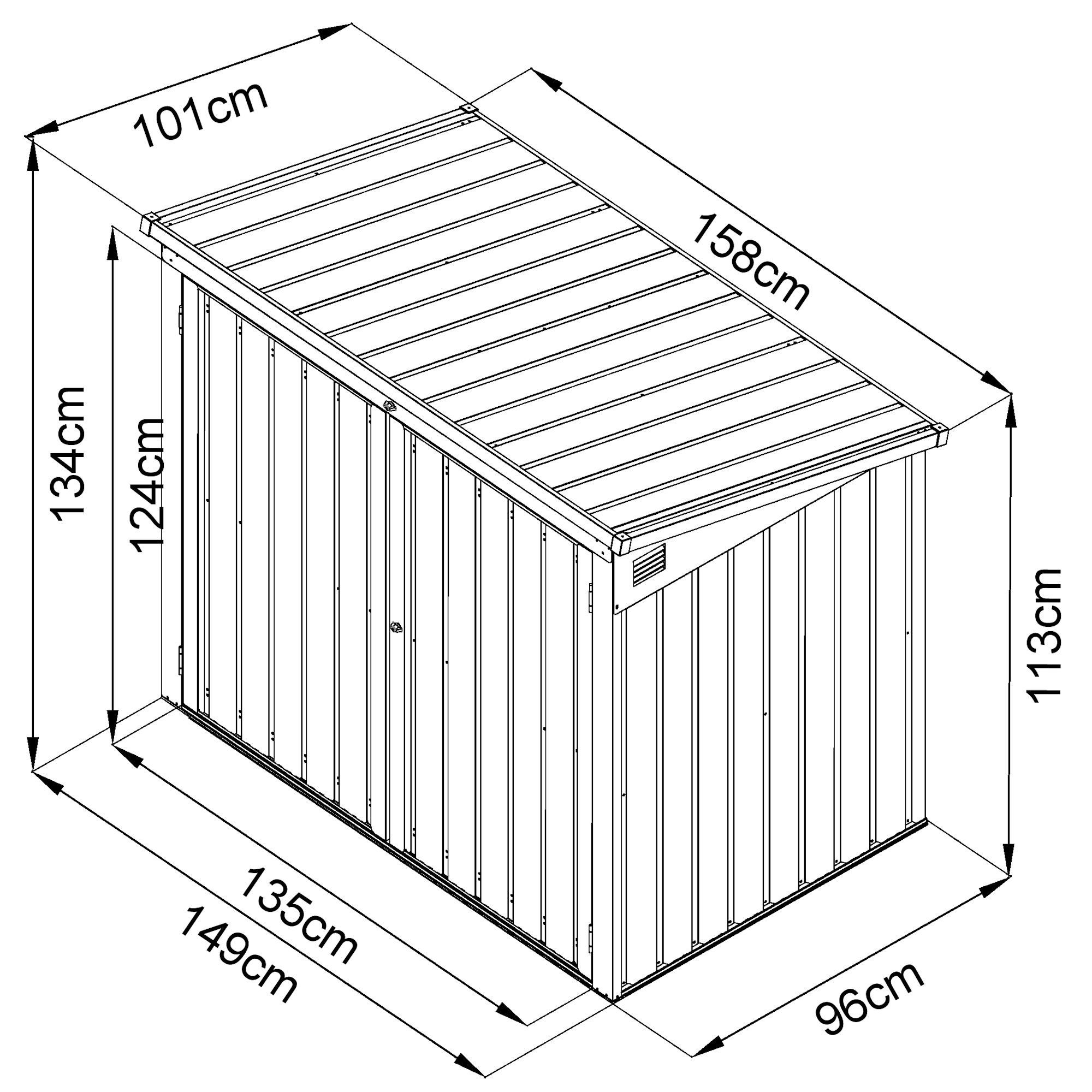 Zelsius Garten-Geräteschrank Gartenschrank 158 x 101 x 134 cm, Anthrazit, Metall Geräteschrank, BxT: 158x101 cm