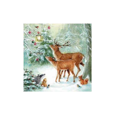 Ambiente Papierserviette Weihnachtsfeier im Wald, (20 St), 33 cm x 33 cm