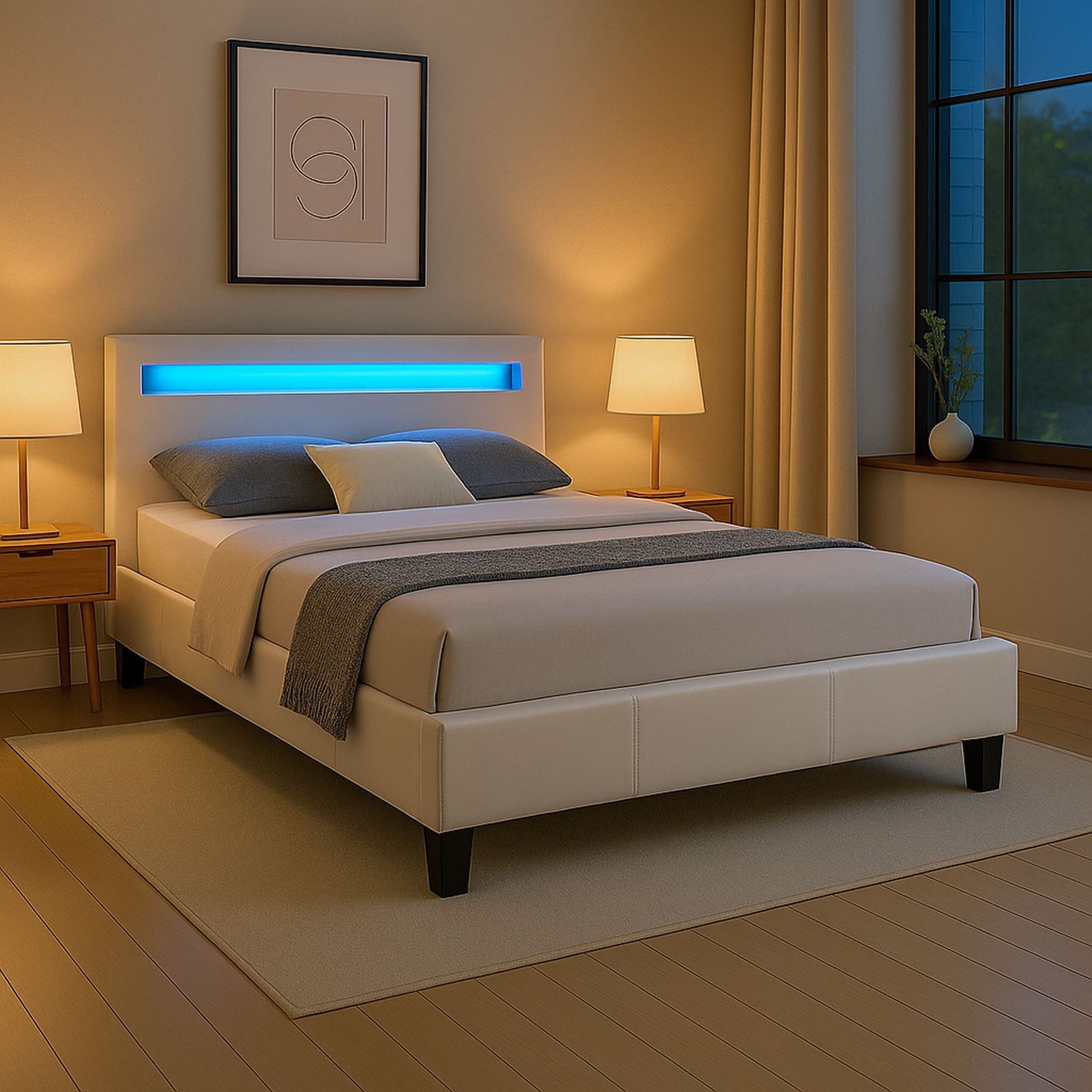 CARO-Möbel Polsterbett MIRASOL, Polsterbett mit LED Einzelbett Doppelbett J günstig online kaufen