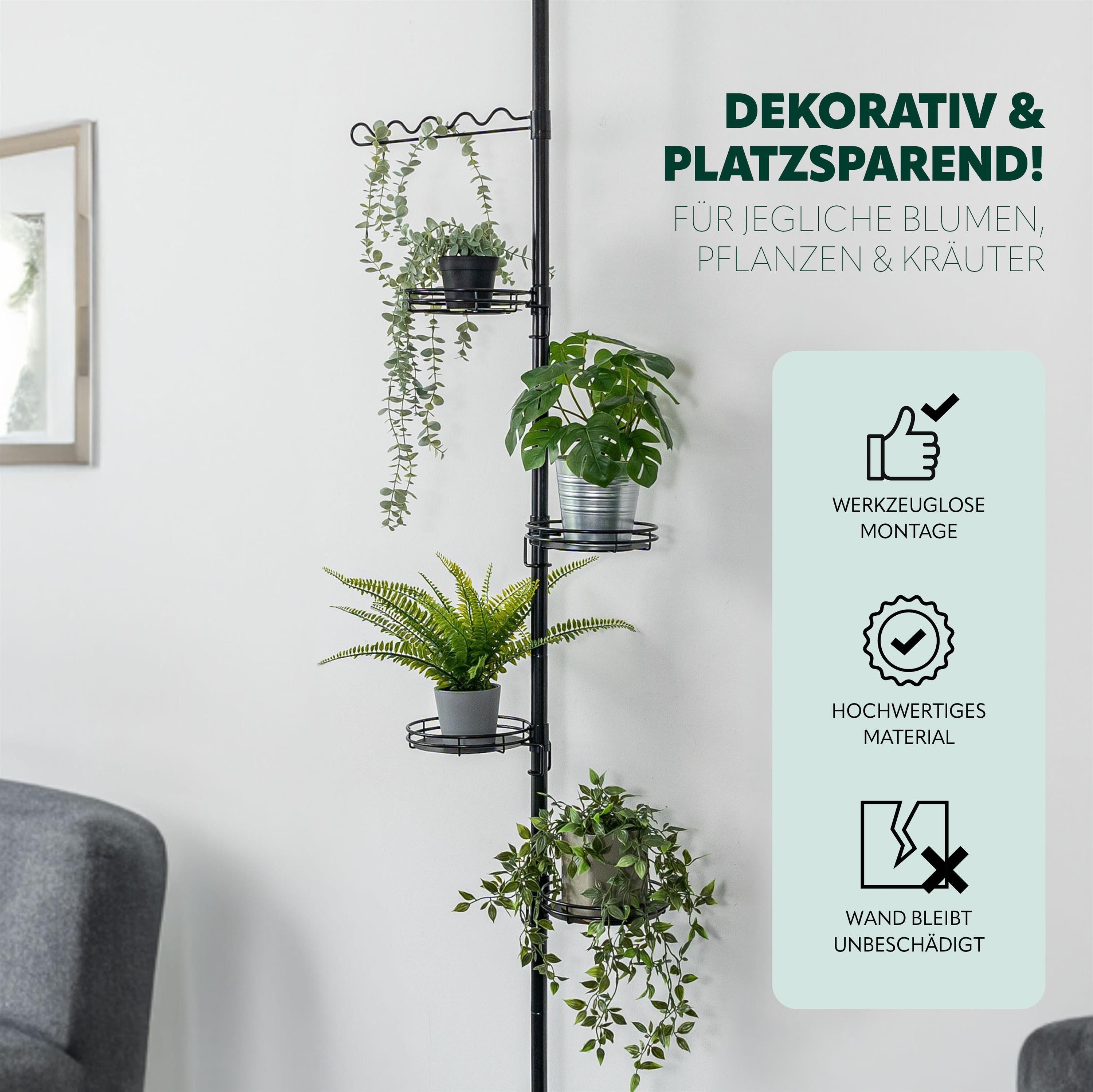 bremermann Blumenständer Teleskop-Blumenregal mit 4 Ablagen, Blumentreppe höhenverstellbar