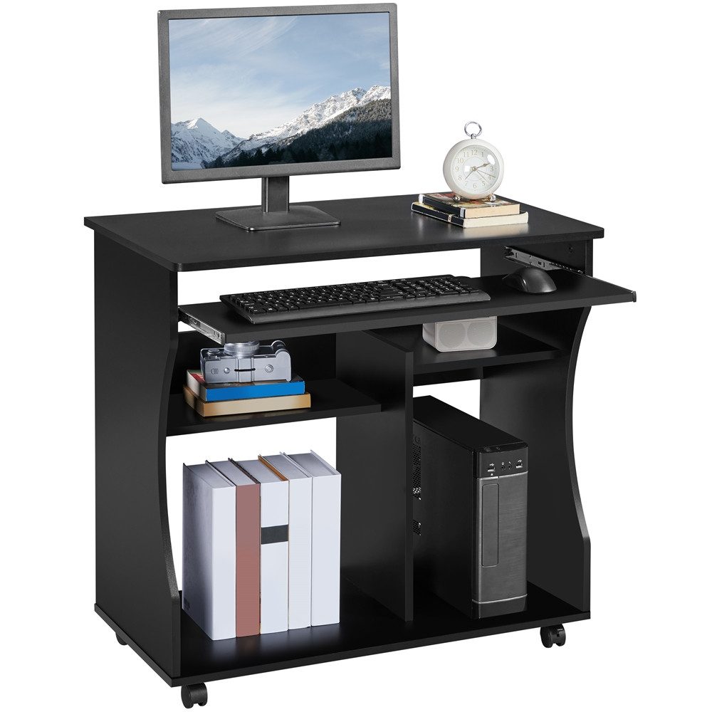 Yaheetech Schreibtisch Computertisch auf Rollen, Arbeitstisch mit Tastatura günstig online kaufen