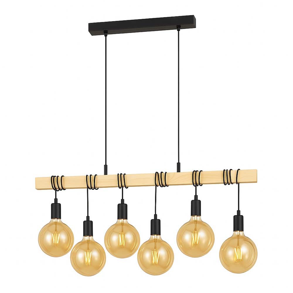 etc-shop LED-Hängeleuchte, Leuchtmittel inklusive, Warmweiß, Hängelampe Pendelleuchte Holzbalken Vintage Filament LED H 191,5 cm