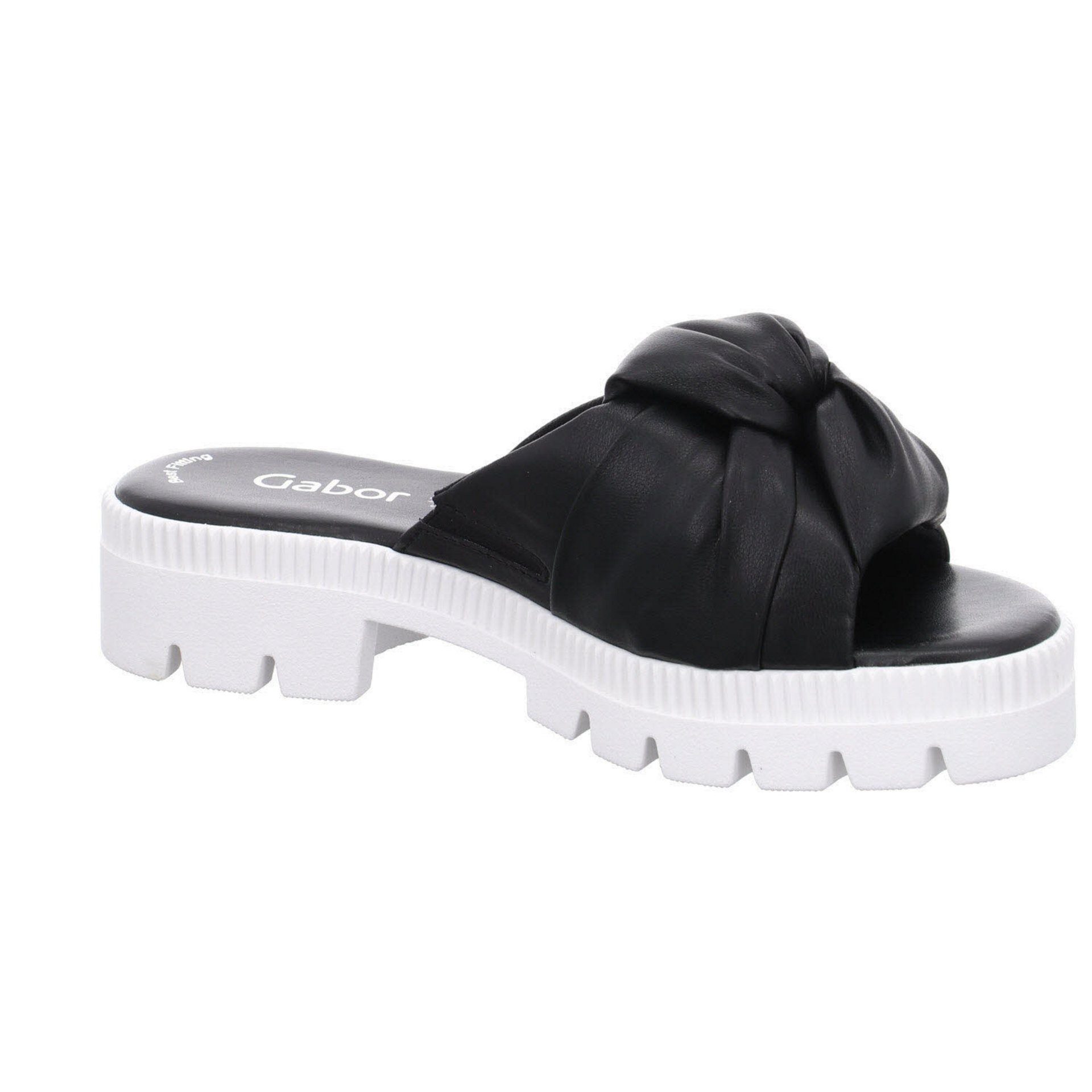 Glattleder schwarz.offwhite Glattleder Damen Pantolette Gabor Pantolette Pantoletten Sandalen