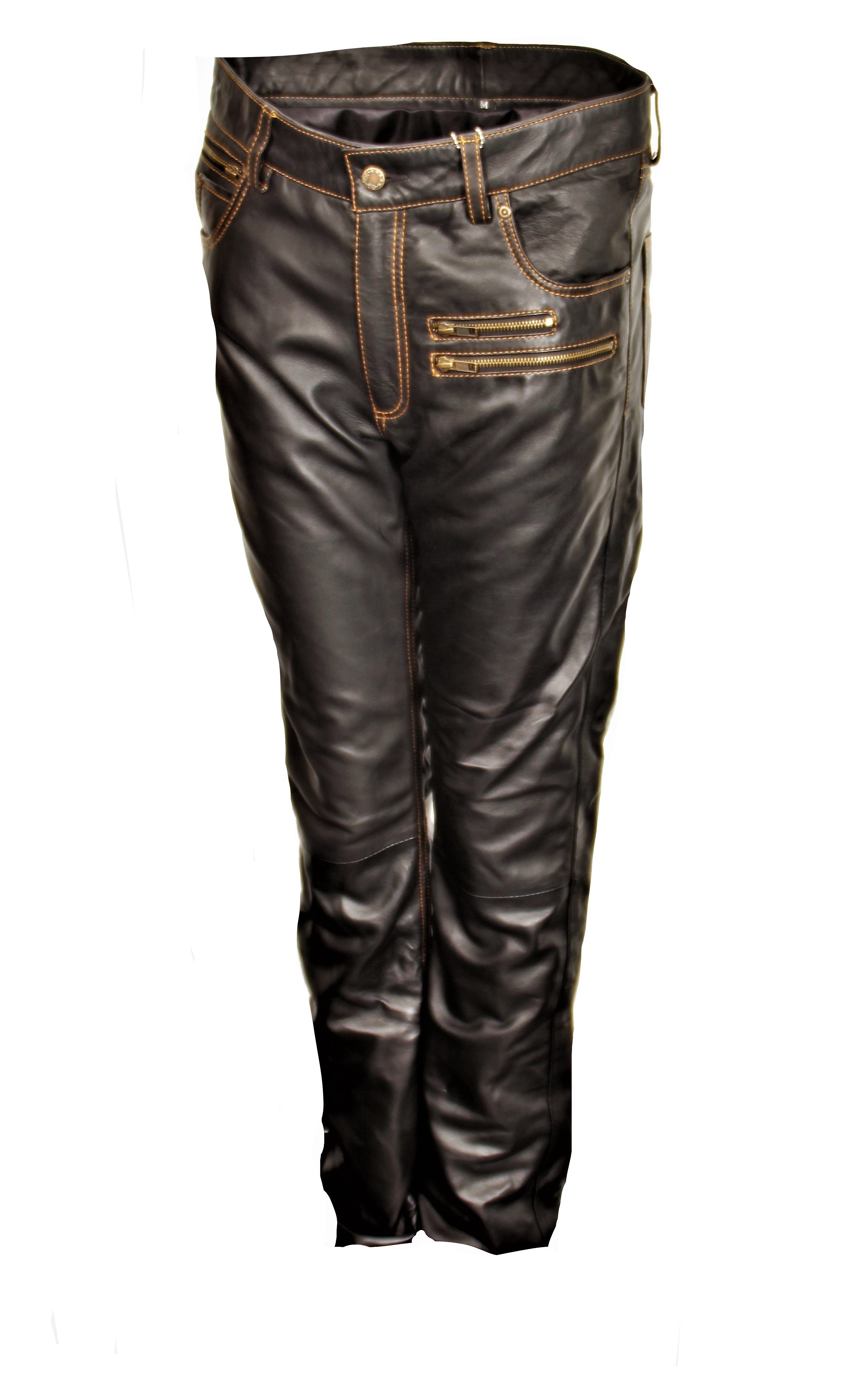 Be Noble Lederhose Texas schwarz Wunderschöne Herren Lederhose mit abgesetzten Nähten im Jeansstyle