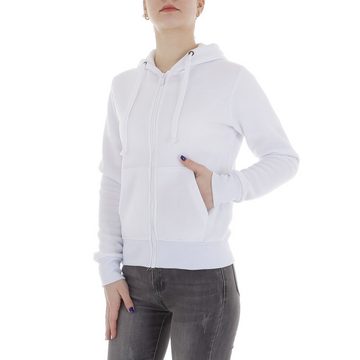 Ital-Design Kapuzensweatjacke Damen Freizeit (86099174) Kapuze Pullover & Strick in Weiß