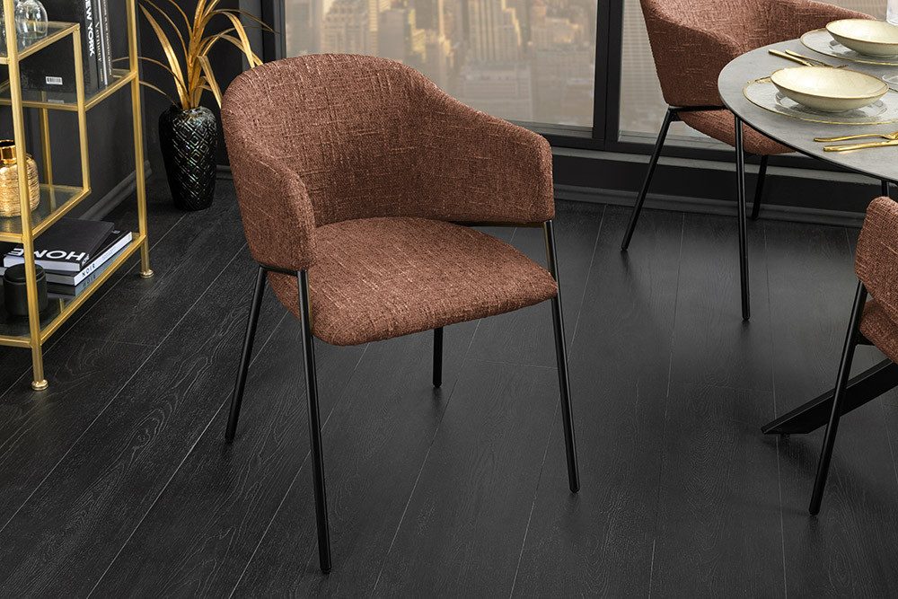 riess-ambiente Esszimmerstuhl NOBLESSE braun / schwarz - Chenille, Metallgestell, Retro, Armlehnen (Einzelartikel, 1 St), halbrunder Stuhl - ideal für Küche, Es – Bild 5 von 5