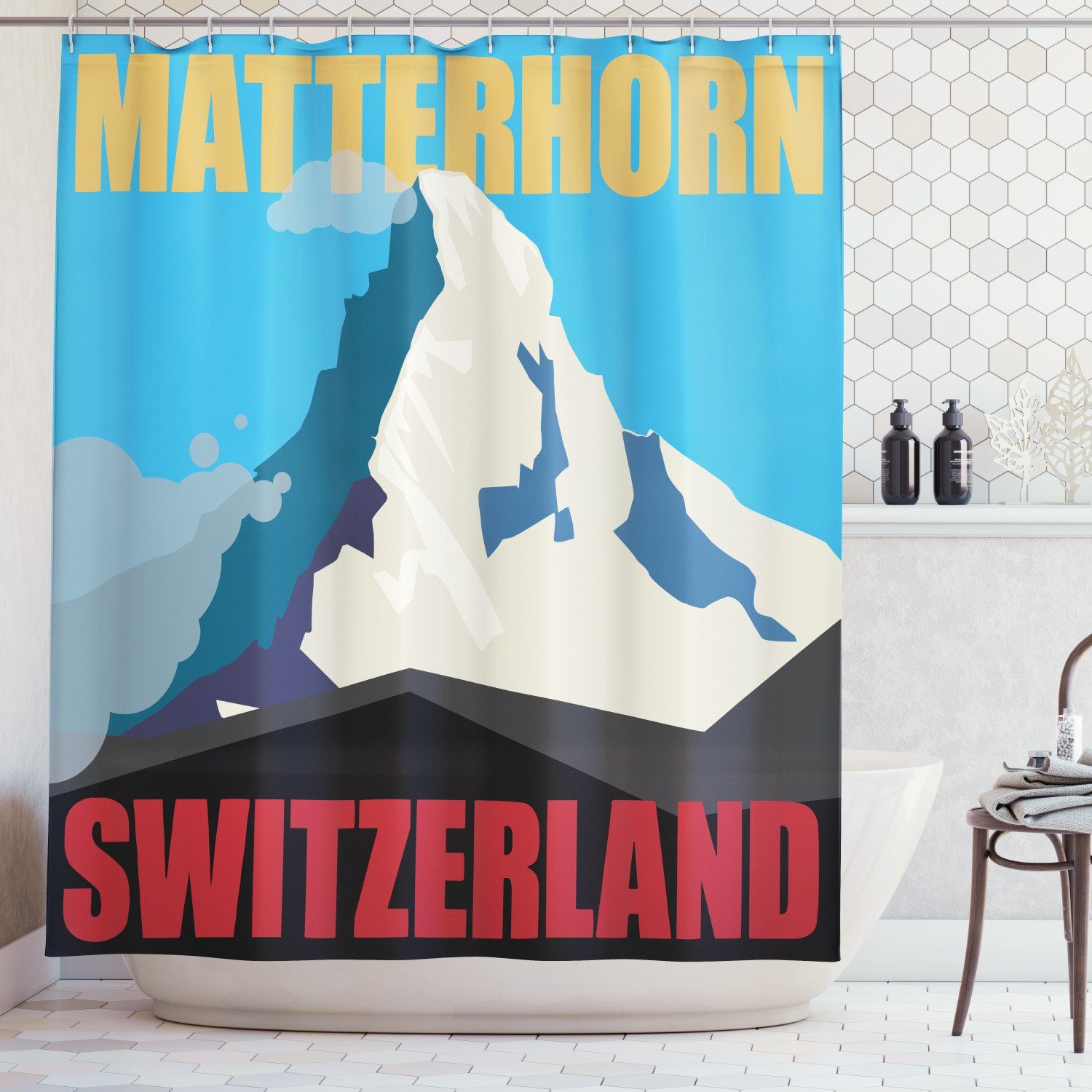 Abakuhaus Duschvorhang »Moderner Digitaldruck mit 12 Haken auf Stoff Wasser  Resistent« Breite 175 cm, Höhe 180 cm, Schweiz Berg Matterhorn Peak online  kaufen | OTTO