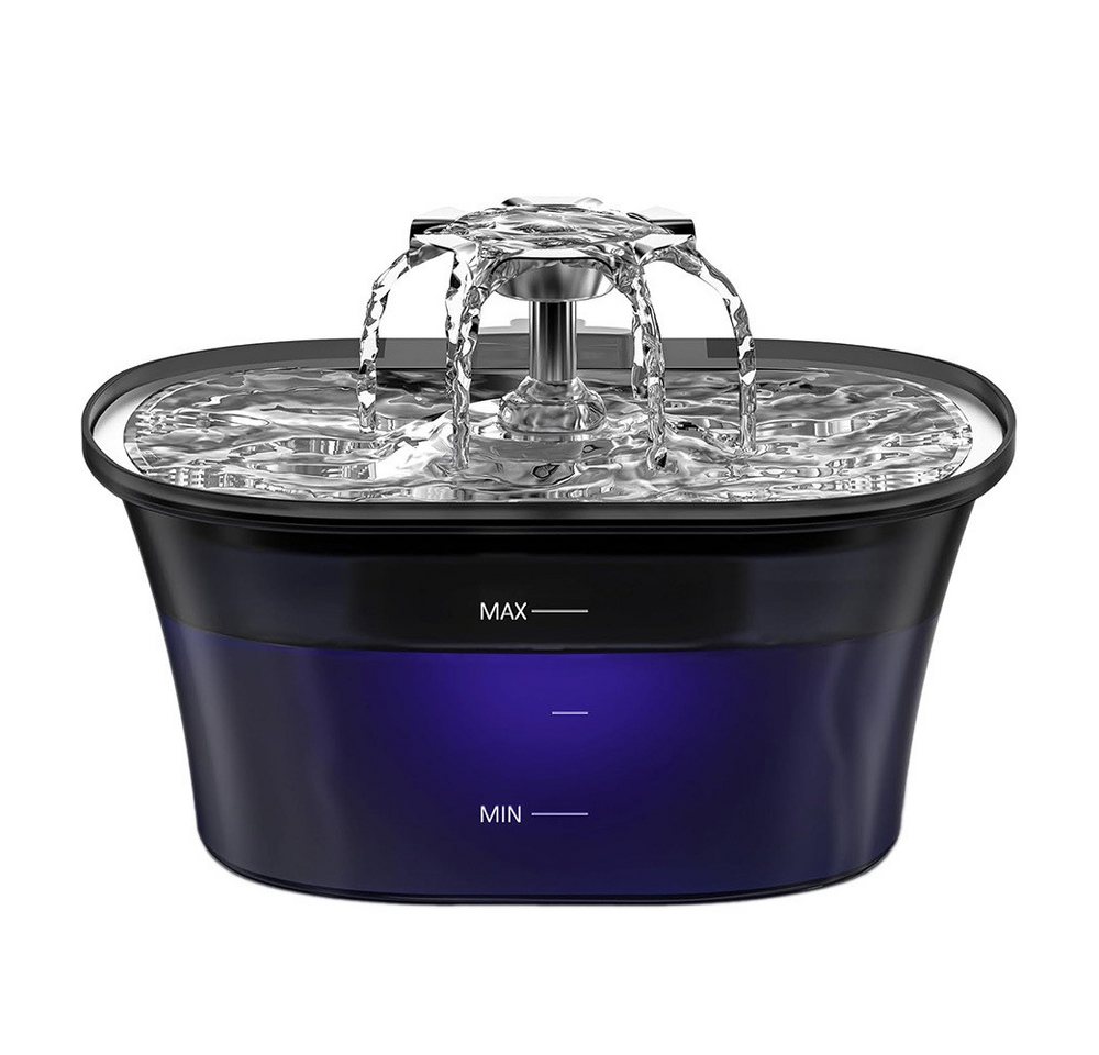 Minicloss Trinkbrunnen Katzenbrunnen, 2,5L Edelstahl Trinktablett, Ultra leise Wasserbrunnen, für Katzen, Eingebautes LED und Aktivkohlefilter, Leicht zu Reinigen