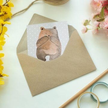 Mr. & Mrs. Panda Grußkarte Bär Verlust - Grau Pastell - Geschenk, Karte, Hochzeitskarte, Klappka, Hochglänzende Veredelung
