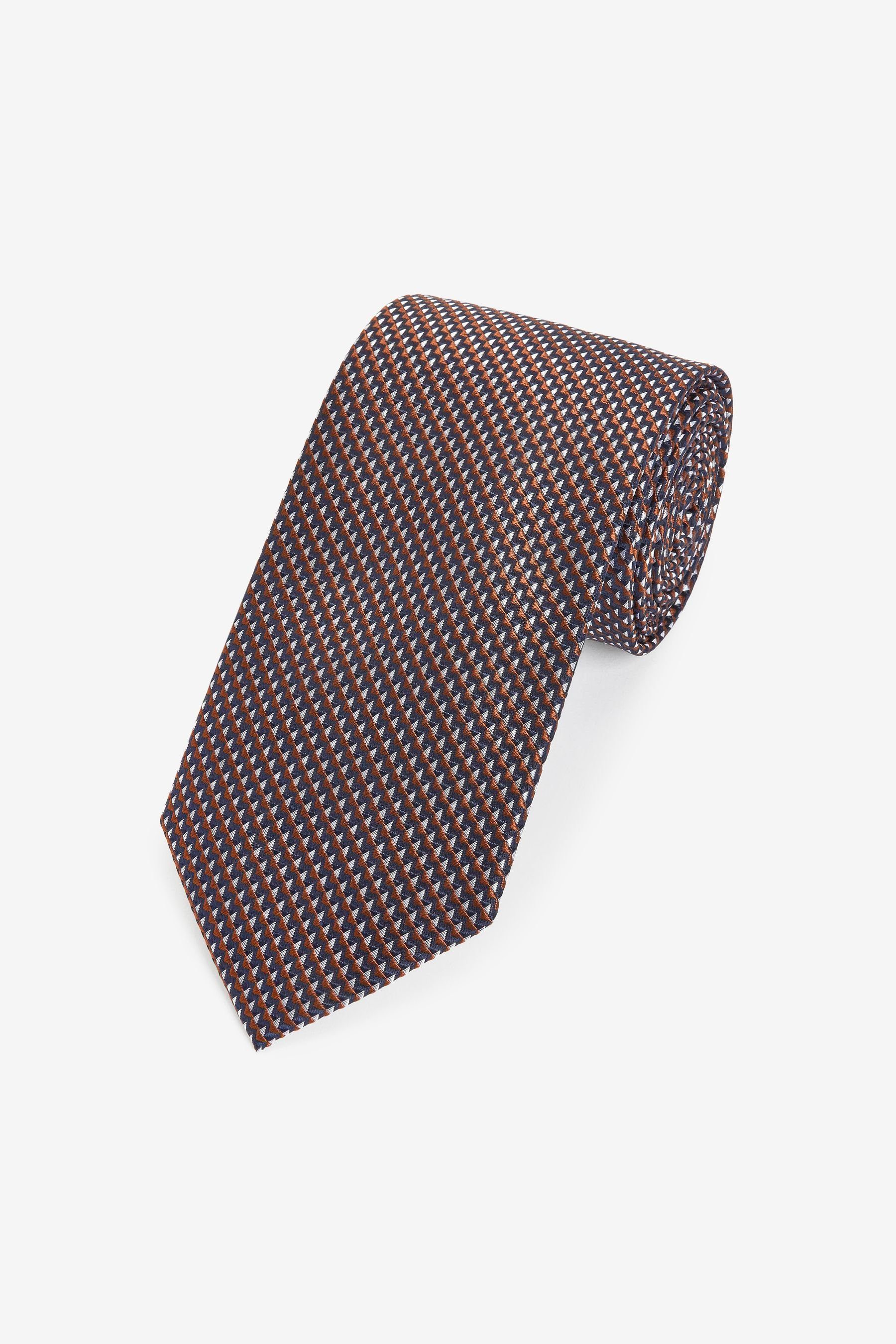 Next Krawatte Strukturierte Seidenkrawatte, breit (1-St) Rust Brown