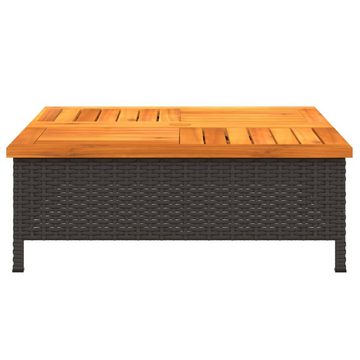 vidaXL Gartentisch Gartentisch Schwarz 70x70x25 cm Rattan und Akazienholz (1-St)