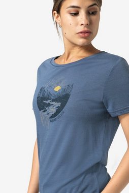 SUPER.NATURAL Print-Shirt Merino T-Shirt W WATERFALL TEE funktioneller Merino-Materialmix