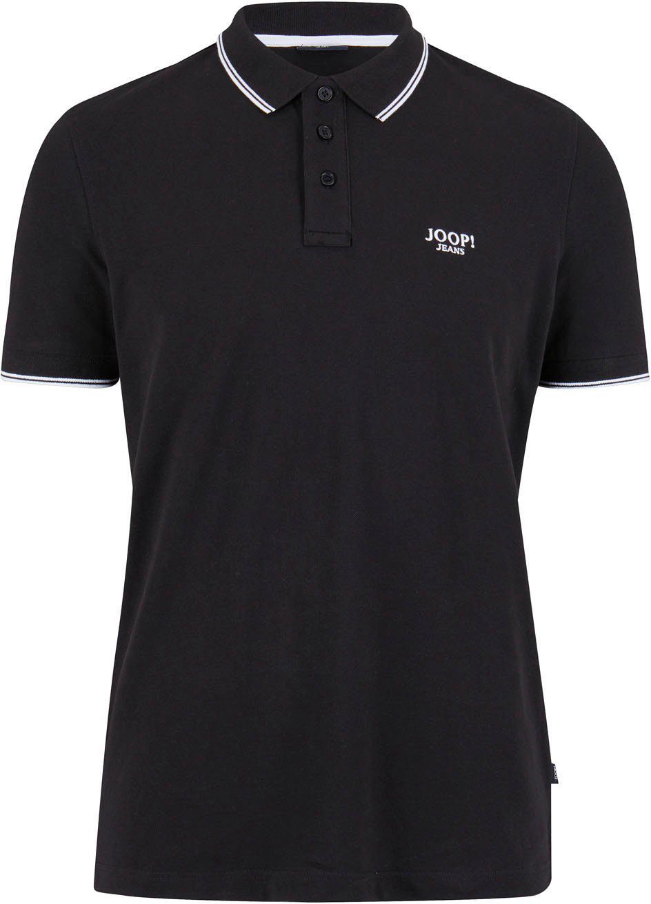 schwarz Agnello Poloshirt mit JJJ-04 Logo-Stickerei kontrastfarbener Jeans Joop