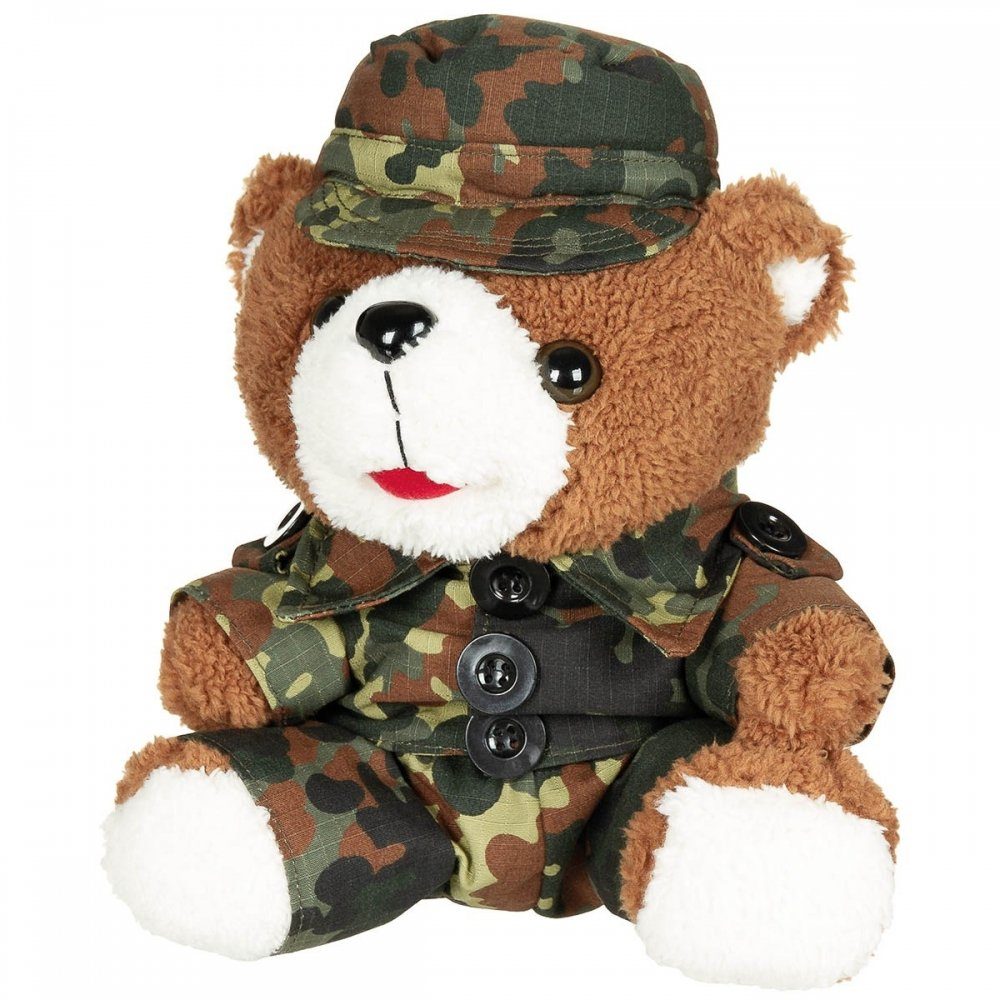 MFH Kuscheltier Teddybär, 28 cm, mit Anzug und Mütze, flecktarn